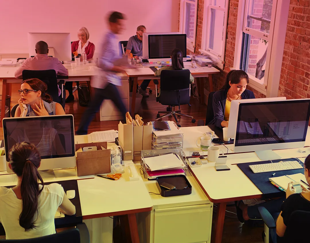 Equipe trabalhando em ambiente digital